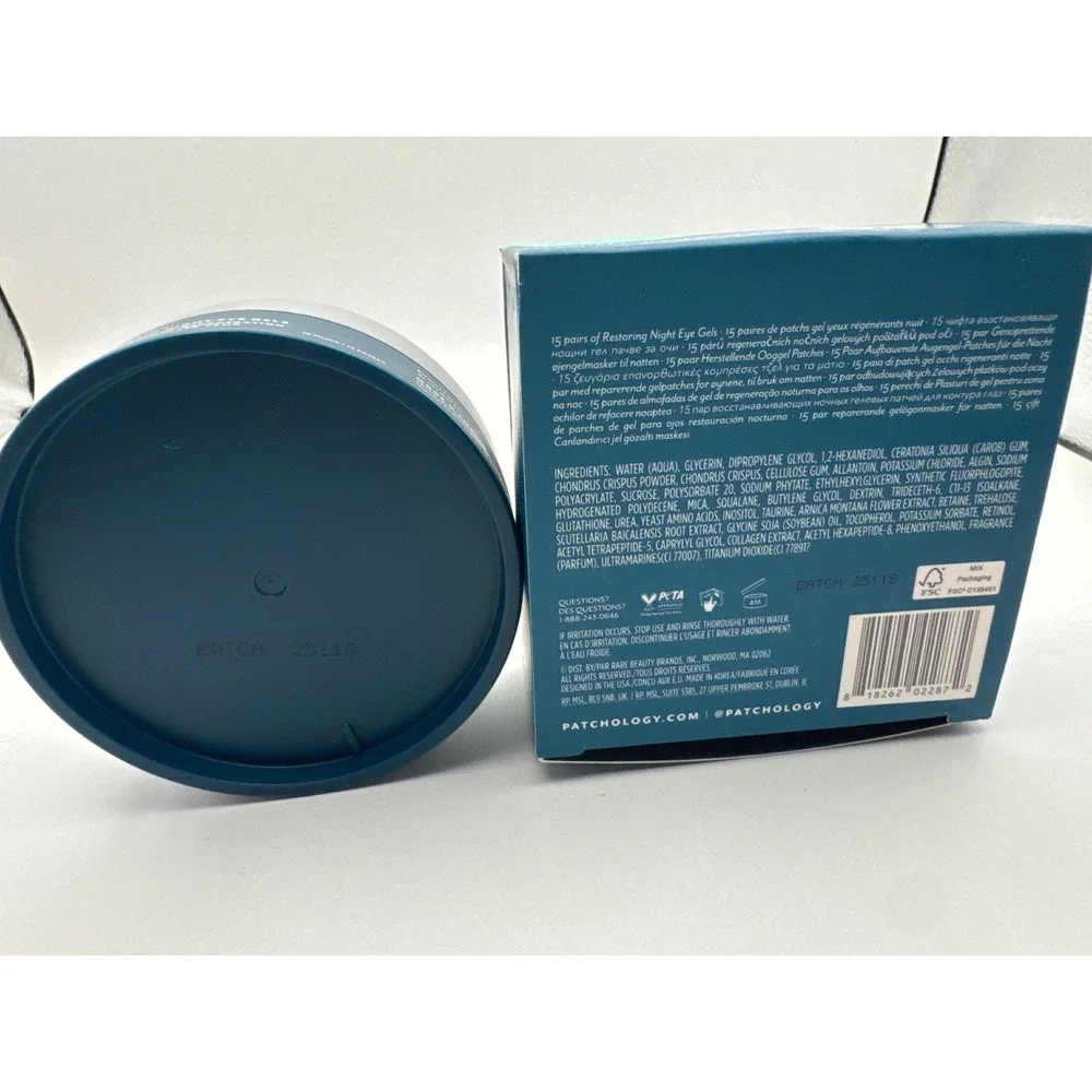 Patchology Flashpatch Restoring Night Eye Gels 15‎ Pairs Retinol Peptides BNIB